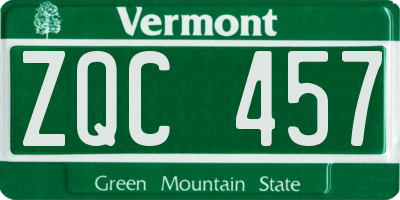 VT license plate ZQC457