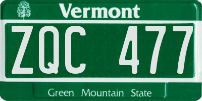 VT license plate ZQC477
