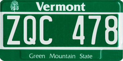 VT license plate ZQC478
