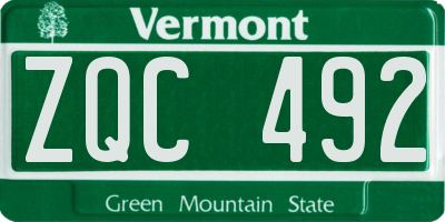 VT license plate ZQC492