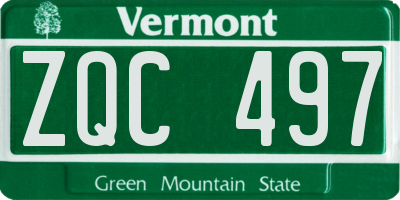 VT license plate ZQC497