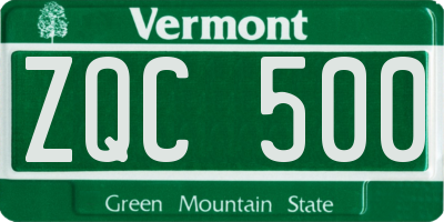 VT license plate ZQC500