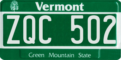 VT license plate ZQC502