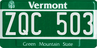 VT license plate ZQC503