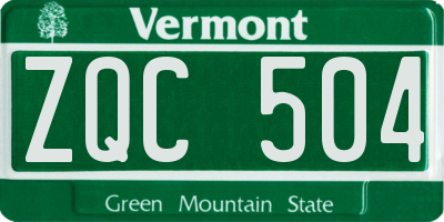 VT license plate ZQC504