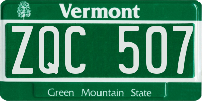 VT license plate ZQC507