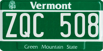 VT license plate ZQC508