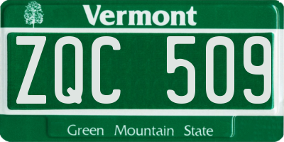 VT license plate ZQC509
