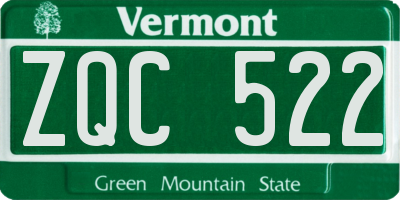 VT license plate ZQC522