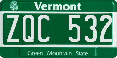 VT license plate ZQC532