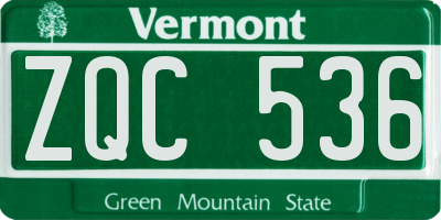 VT license plate ZQC536