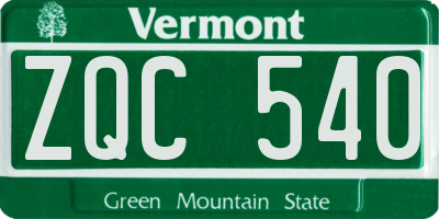 VT license plate ZQC540
