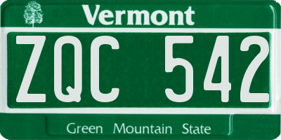 VT license plate ZQC542