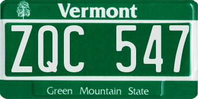 VT license plate ZQC547
