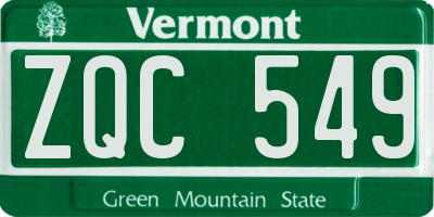 VT license plate ZQC549