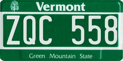 VT license plate ZQC558