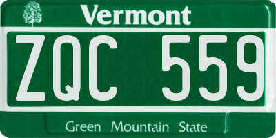 VT license plate ZQC559