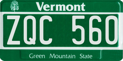 VT license plate ZQC560