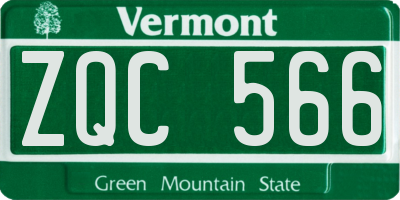 VT license plate ZQC566