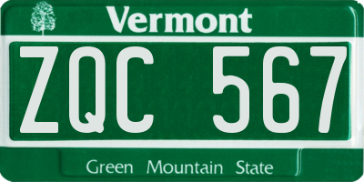 VT license plate ZQC567