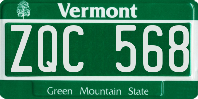 VT license plate ZQC568