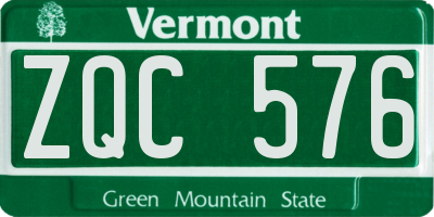 VT license plate ZQC576