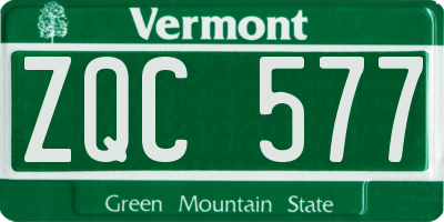 VT license plate ZQC577