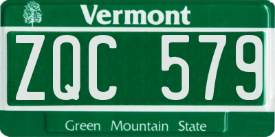 VT license plate ZQC579