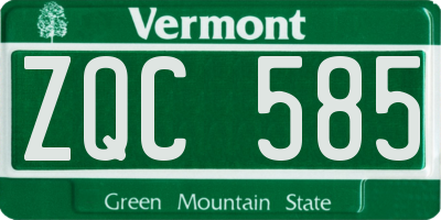 VT license plate ZQC585