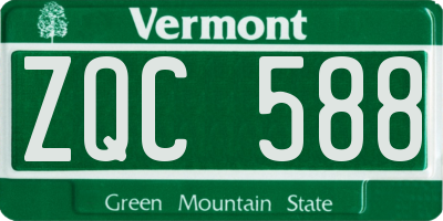 VT license plate ZQC588