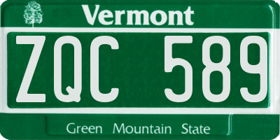 VT license plate ZQC589