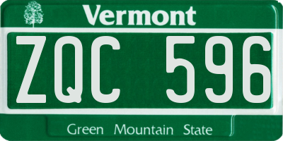 VT license plate ZQC596