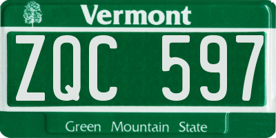 VT license plate ZQC597