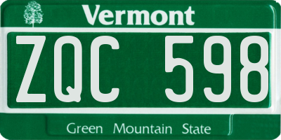 VT license plate ZQC598