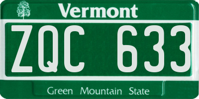 VT license plate ZQC633