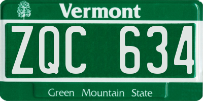 VT license plate ZQC634