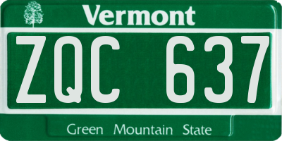 VT license plate ZQC637