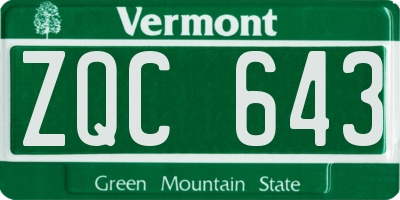 VT license plate ZQC643