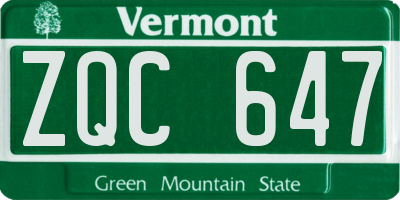 VT license plate ZQC647
