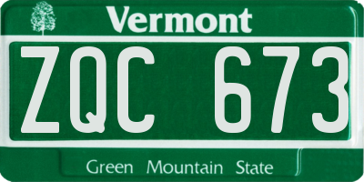VT license plate ZQC673