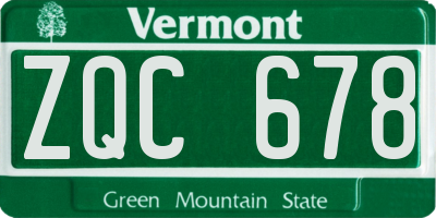 VT license plate ZQC678