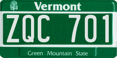 VT license plate ZQC701
