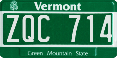 VT license plate ZQC714