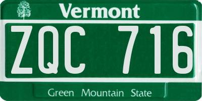 VT license plate ZQC716