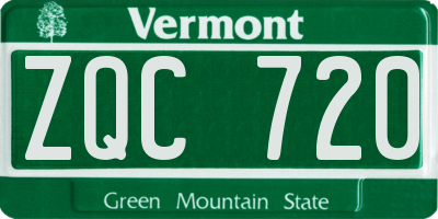 VT license plate ZQC720
