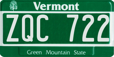VT license plate ZQC722