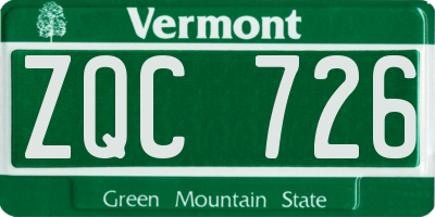 VT license plate ZQC726
