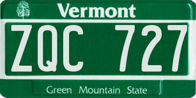 VT license plate ZQC727