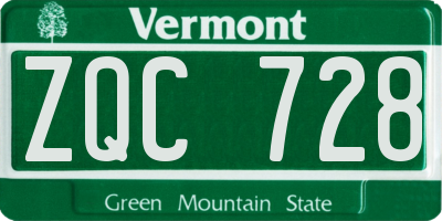 VT license plate ZQC728
