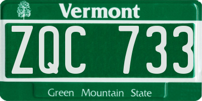 VT license plate ZQC733
